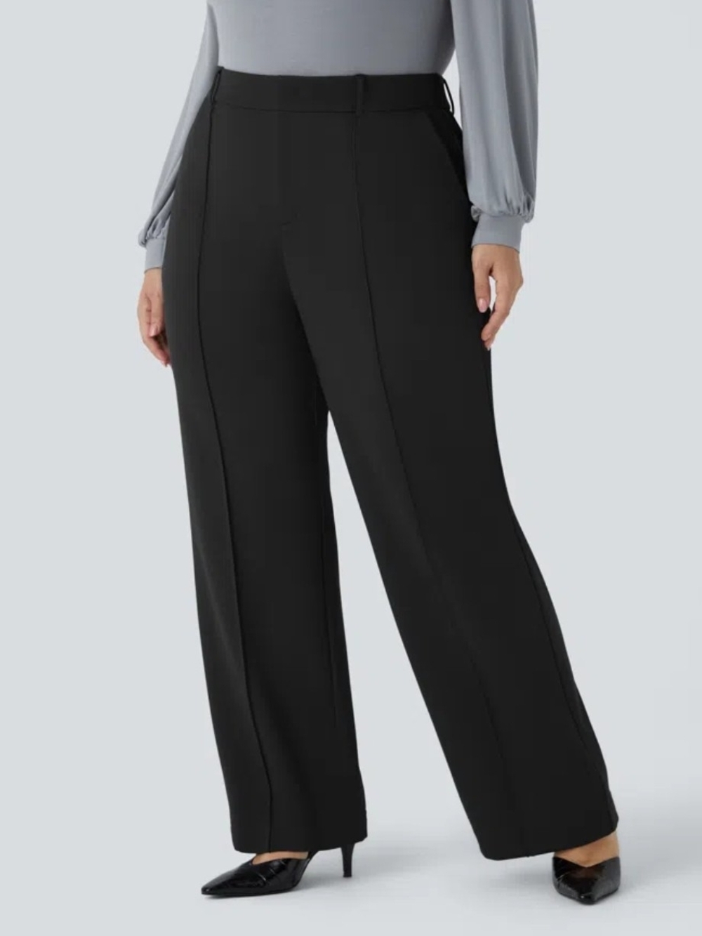 NWT Size 3X HALARA Flex Black Wide-Leg Trousers with Crease - Picture 3 of 7